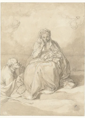 De heilige Familie by Abraham Bloemaert, drawing, 1640-1651