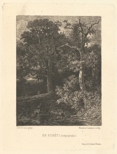 En Forêt (Crépuscule) (In the Forest: Twilight) by Maxime Lalanne; John Crome; Alfred Cadart, print, 1873
