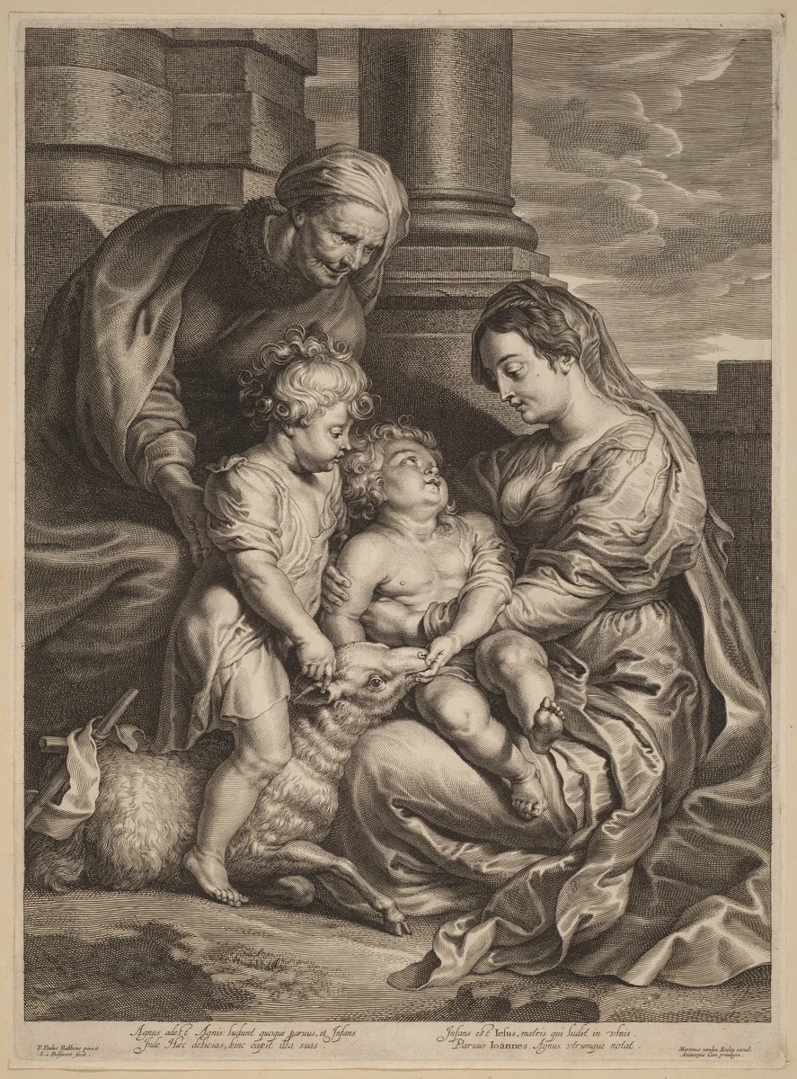 The Virgin and Child with Saint Anne and Saint John by Schelte Adams Bolswert, print, 1630-1645