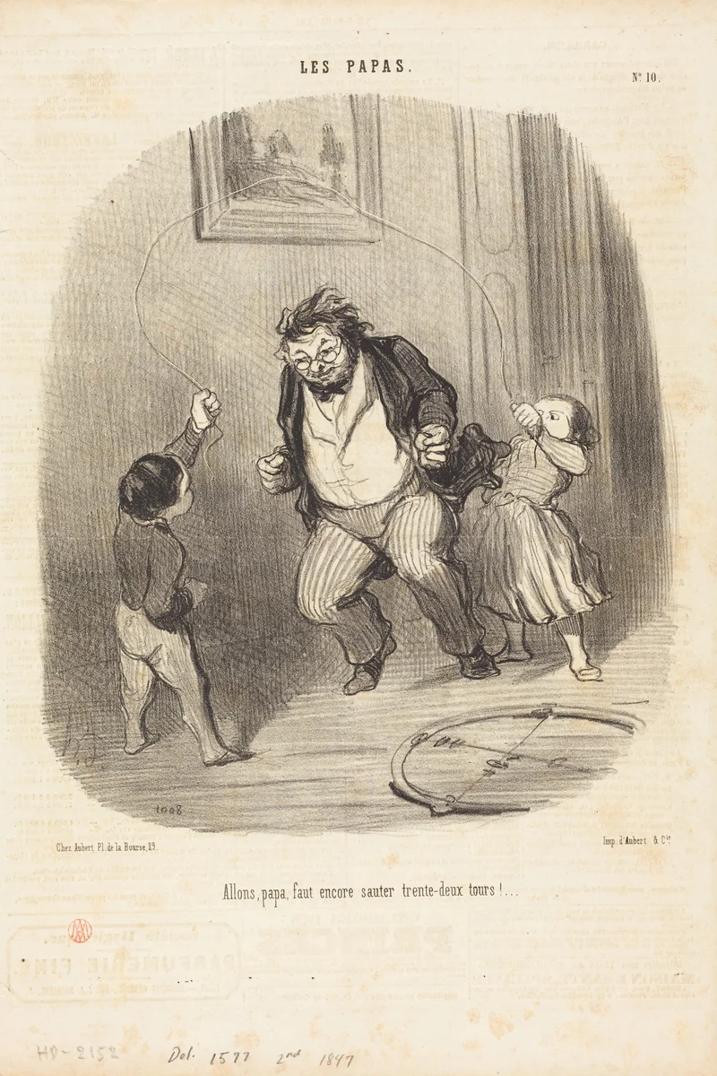 Allons, papa... encore... trente-deux tours!... by Honoré Daumier, print, 1847
