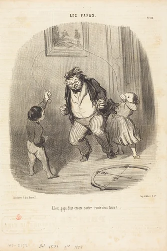 Allons, papa... encore... trente-deux tours!... by Honoré Daumier, print, 1847