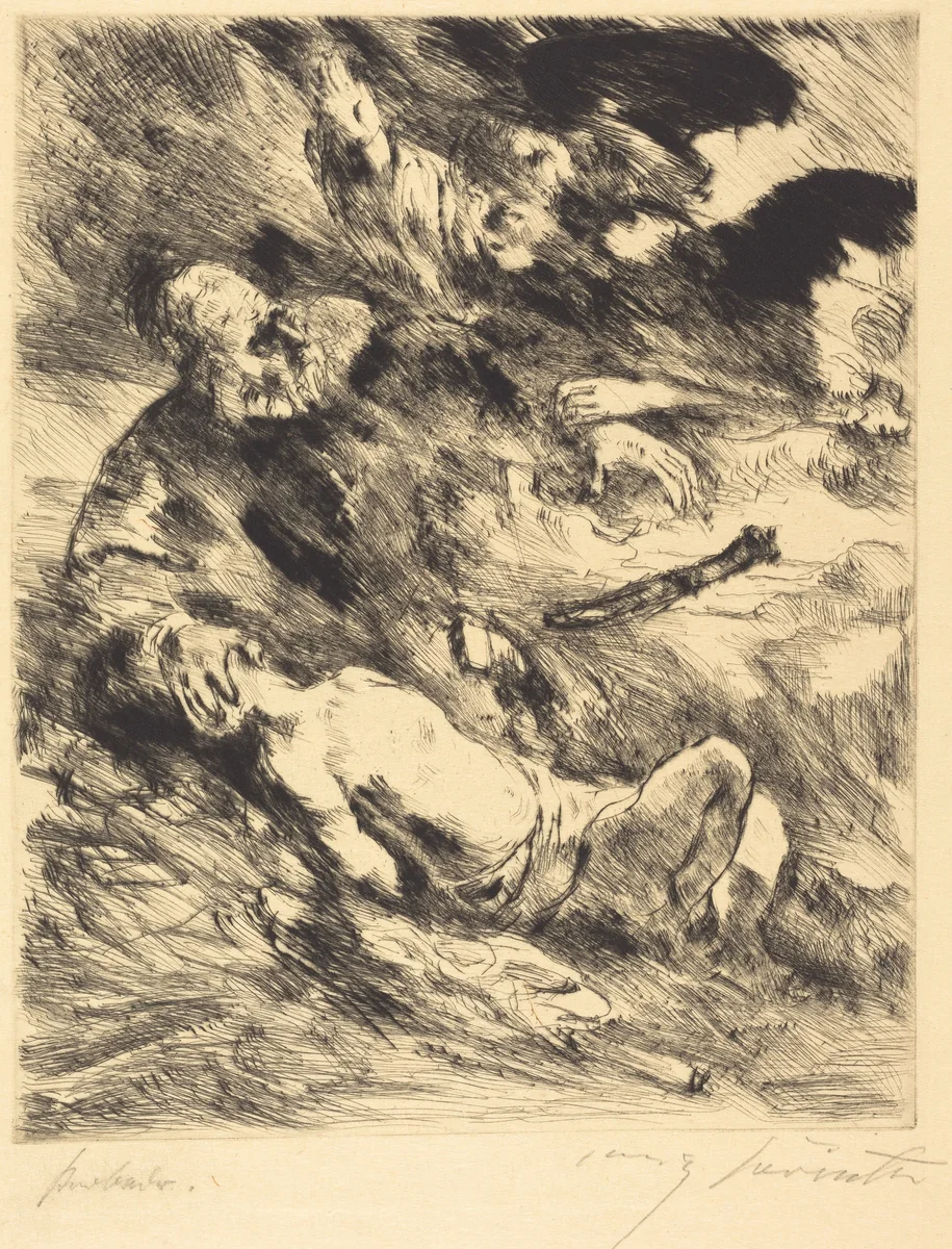 Die Opferung Isaacs (The Sacrifice of Isaac) by Lovis Corinth, Rembrandt van Rijn, print, 1920