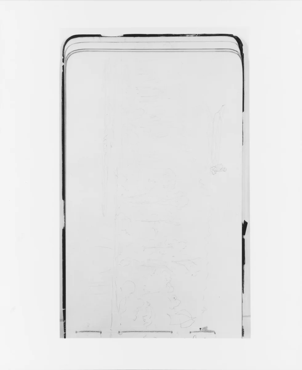 Two Sketches: River Bank with Trees; Figure in a Canoe (from Sketchbook) by Albert Bierstadt, artwork, 1890