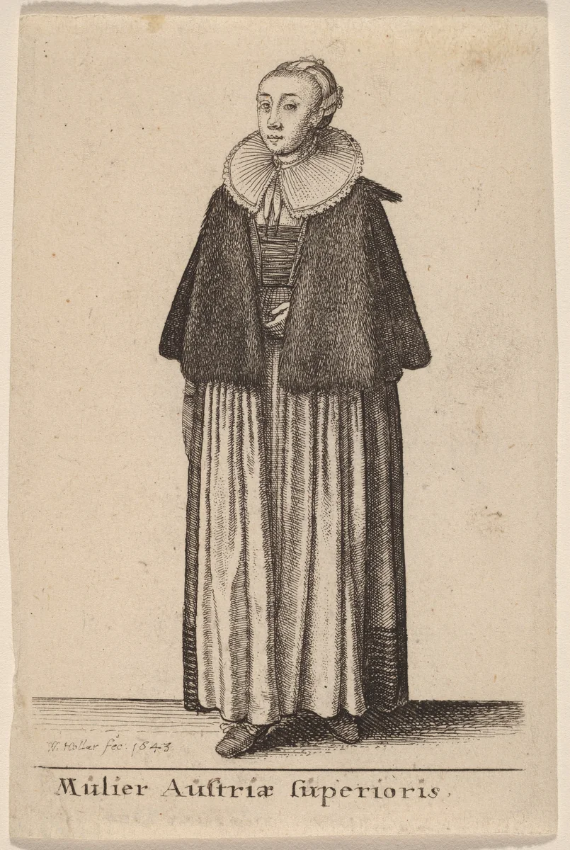 Mulier Austriae Superioris by Wenceslaus Hollar, print, 1643