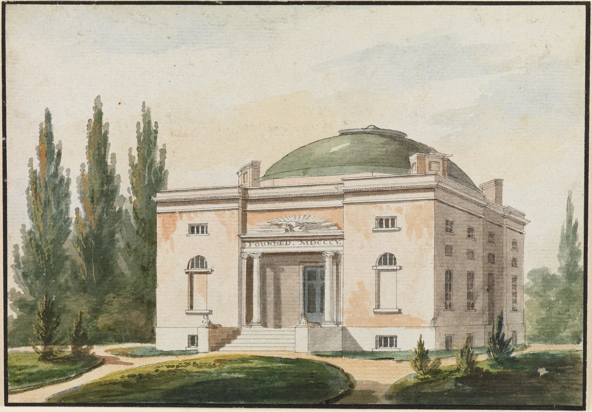 The Pennsylvania Academy of the Fine Arts, Philadelphia (Copy after an Engraving in The Port Folio Magazine, June 1809) by Pavel Svinin, artwork, 1811-1816