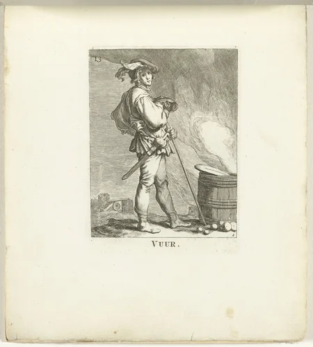 Vuur by Frederick Bloemaert, print, 1700-1800