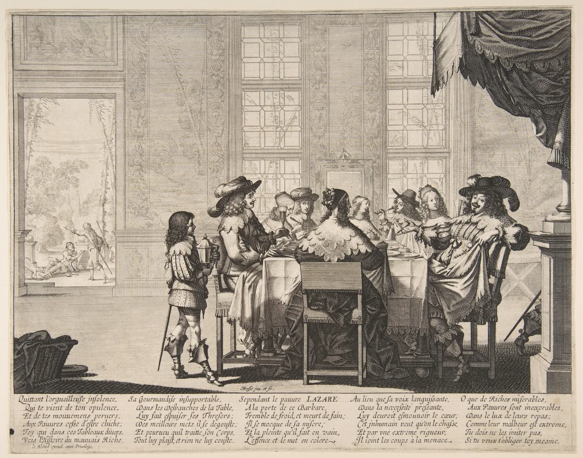 The Banquet of the Rich Man by Abraham Bosse, print, 1630-1676