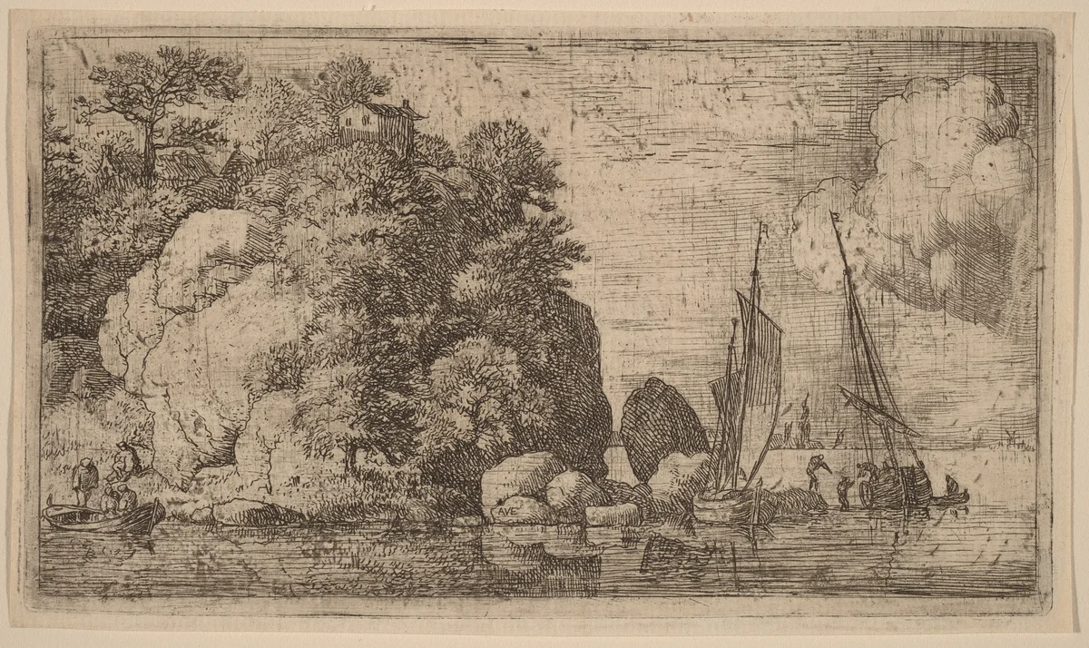 Two Boats on a Wide River by Allart van Everdingen, print, 1645-1656