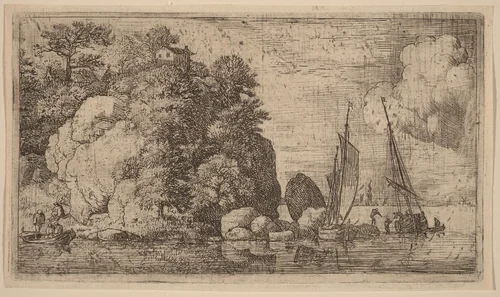 Two Boats on a Wide River by Allart van Everdingen, print, 1645-1656