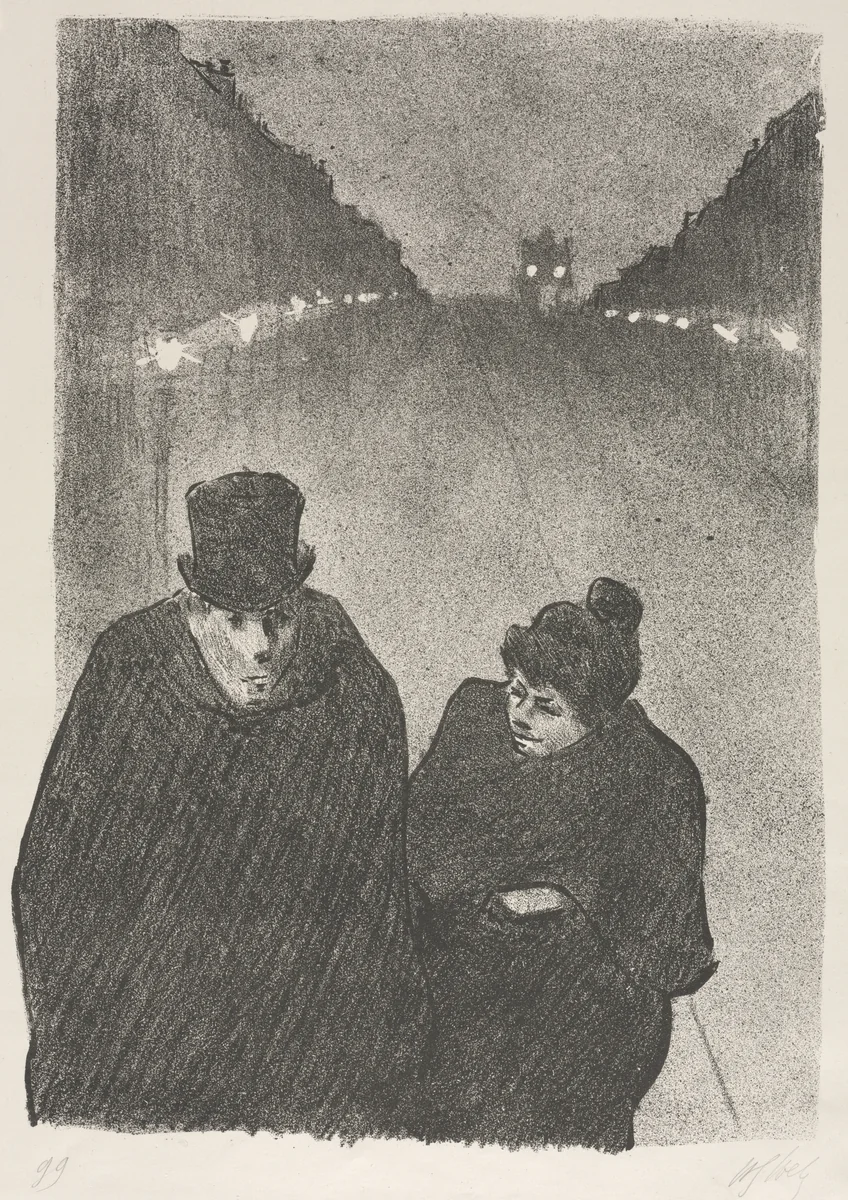 Ah, it's true, my poor old man, you would be the first to whom I would have made to miss his bus. "But I'll Miss My Bus" "My Customers Have Never Missed Their Bus" by Henri Gabriel Ibels, print, 1893