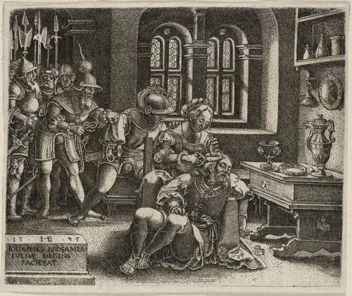 Samson and Delilah by Hans Brosamer, print, 1545