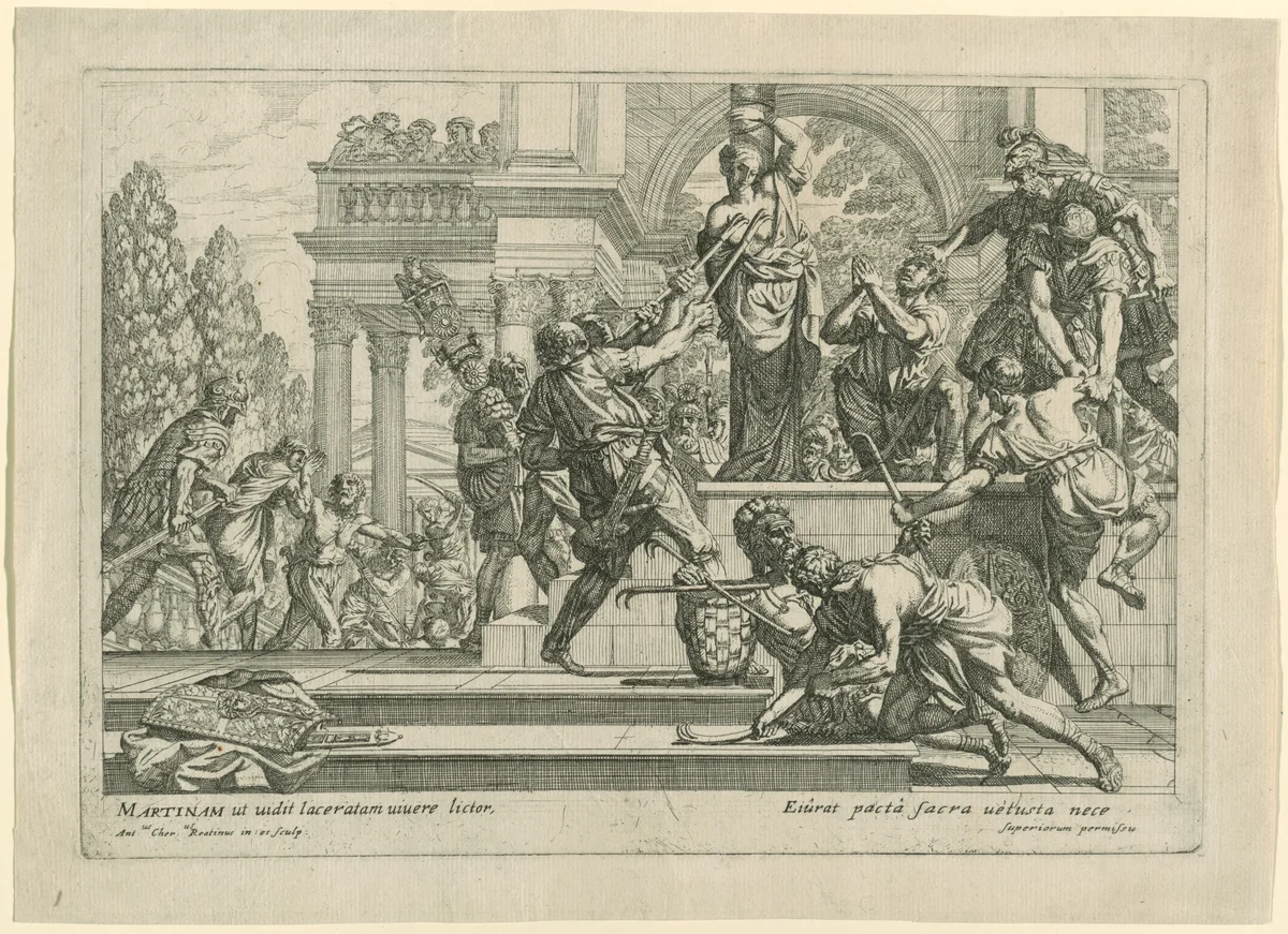 Martyrdom of Saint Martina by Antonio Gherardi, print, 1660-1670