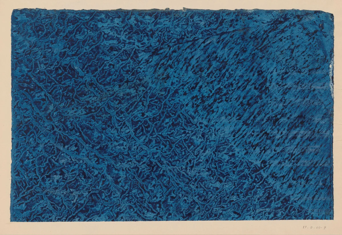 Stroommarmer in blauw op blauw papier by anonymous, other, 1850-1917