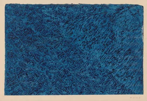 Stroommarmer in blauw op blauw papier by anonymous, other, 1850-1917