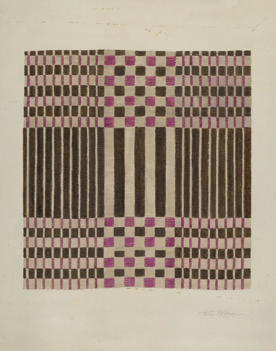 Woven Coverlet by Theodore Pfitzer, index of american design, 1937