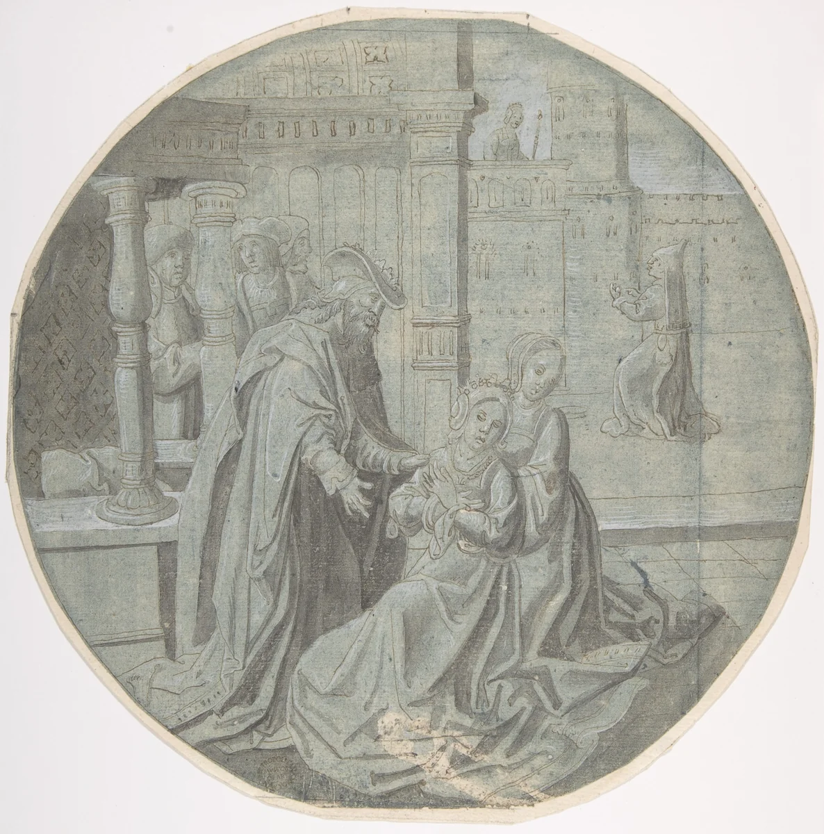 Queen Esther hears of the Decree against the Jews. by Pseudo-Aert Ortkens, drawing, 1500-1540