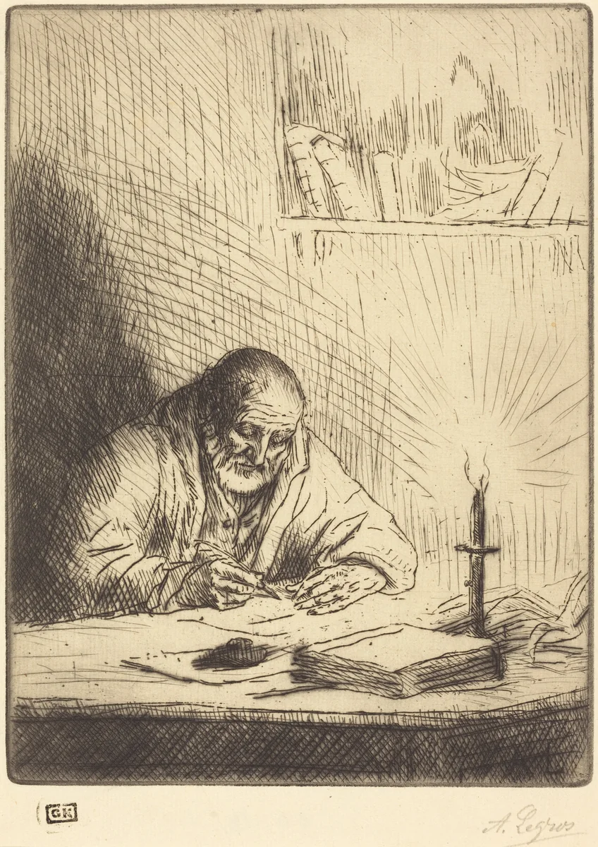 Archeologist (L'archeologue) by Alphonse Legros, print, 1837-1911
