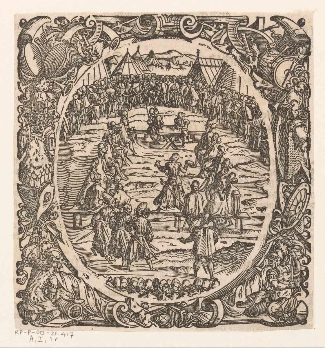 Zitting van de krijgsraad by Jost Amman, print, 1573
