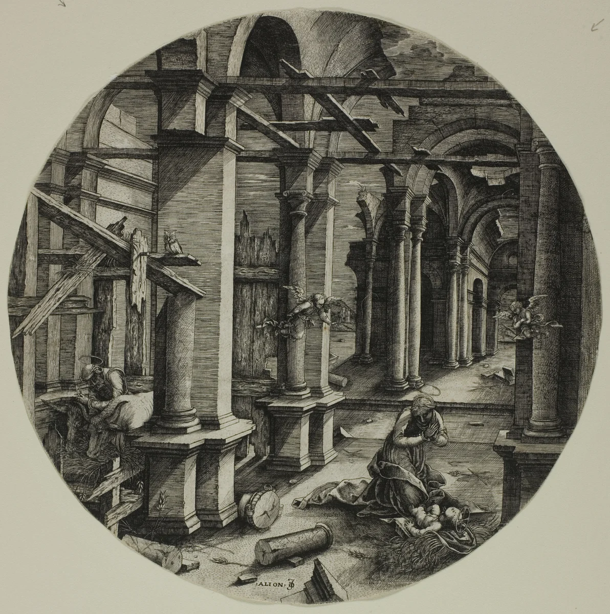 The Stable in Bethlehem by Jean de Gourmont, print, 1520-1540