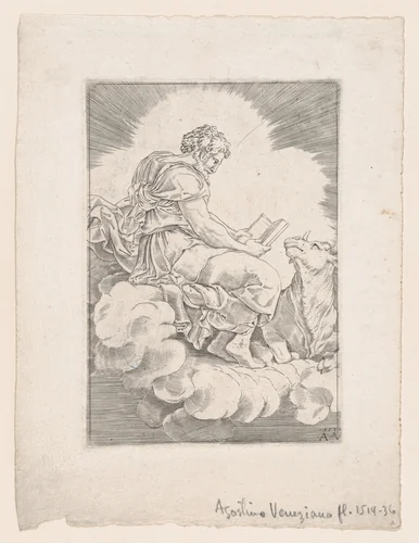 Saint Luke by Agostino Veneziano, print, 1518