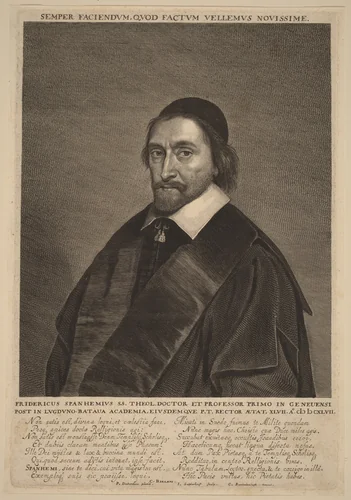 Frederick Spanheim by Jonas Suyderhoff; Pieter Dubordieu; Cornelis Banheijning, print, 1647