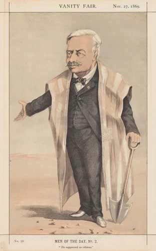 Vanity Fair: Men of the Day, No. 2 "He suppressed an isthmus" by anonymous, print, 1869
