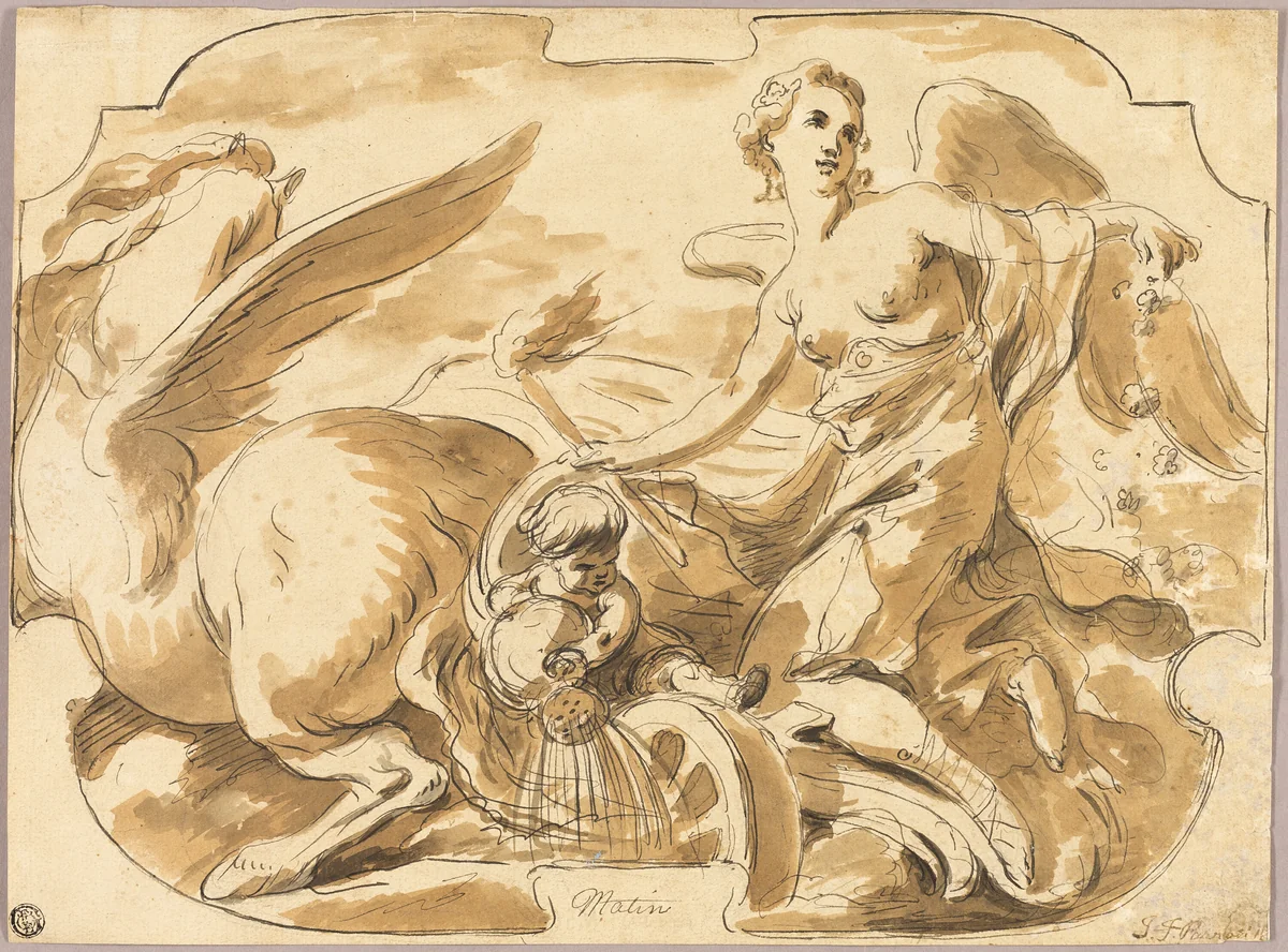 Aurora in Her Chariot by Joseph Francois Parrocel, drawing, 1724-1781