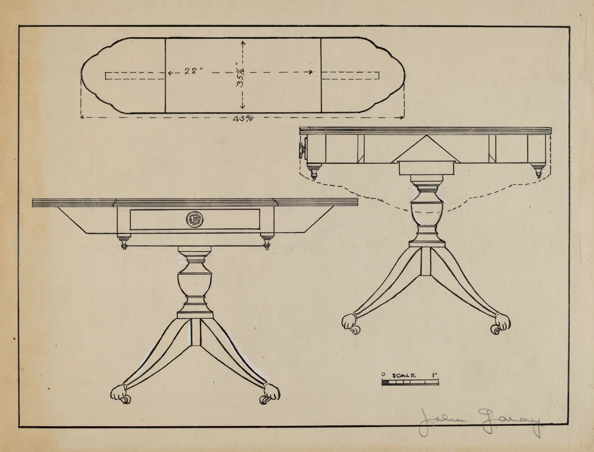 Pembroke Table by John Garay, index of american design, 1936