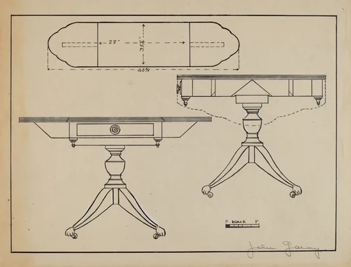 Pembroke Table by John Garay, index of american design, 1936
