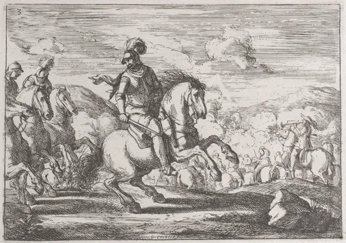 Plate 3: the charge is ordered by Jacques Courtois, print, 1635-1660