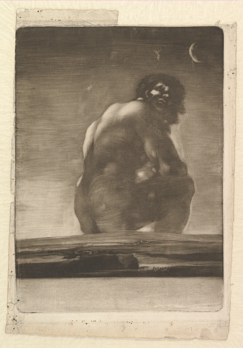 Seated Giant by Goya, print, 1818