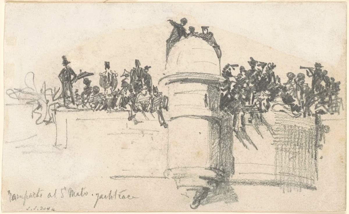 Ramparts at St. Malo—Yacht Race by John Singer Sargent, drawing, 1875