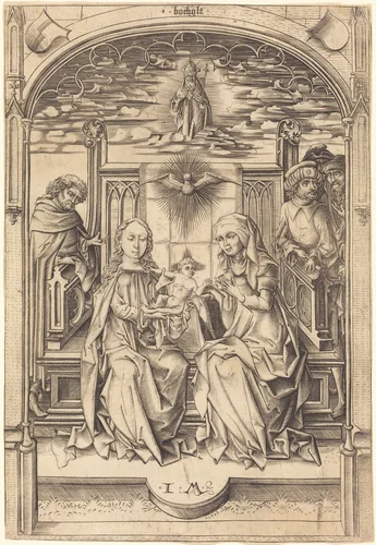 The Holy Family by Israhel van Meckenem, print, 1475-1480