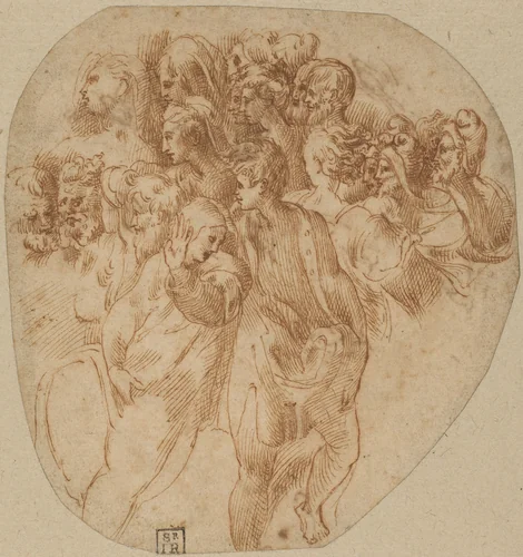 Figures Studies [recto] by Girolamo Mazzola Bedoli, drawing, 1500-1569