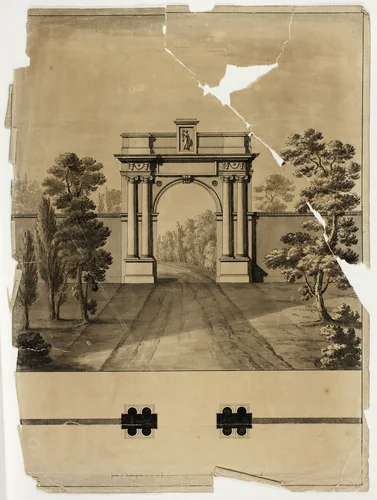 Monumental Entrance to Cemetery by James Malton, drawing, 1780-1803