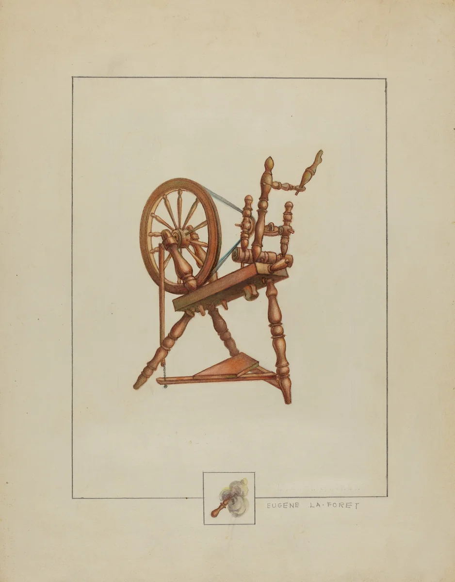 Spinning Wheel by Eugene La Foret, index of american design, 1935-1942