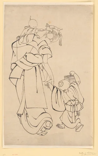 Mother and Children in Summer Night by Katsushika Hokusai (葛飾 北斎), painting, 1700-1899