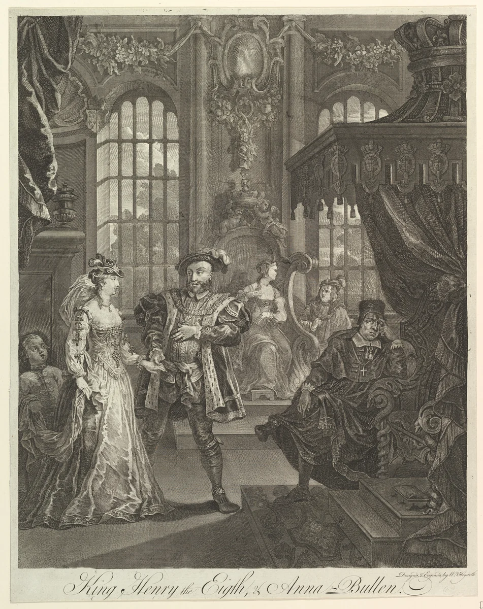 King Henry the Eighth and Anna Bullen by William Hogarth, print, 1728-1780