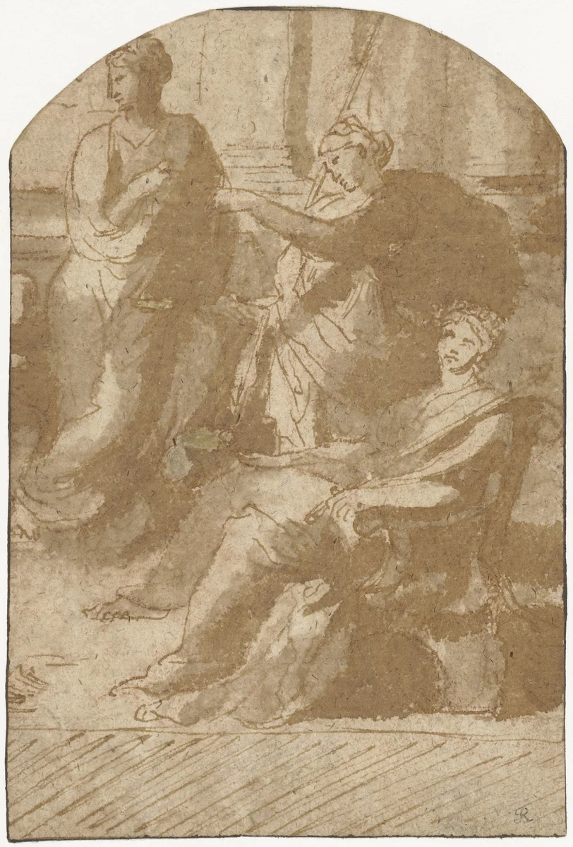 Allegorie van Gerechtigheid by Nicolas Poussin, drawing, 1637-1639