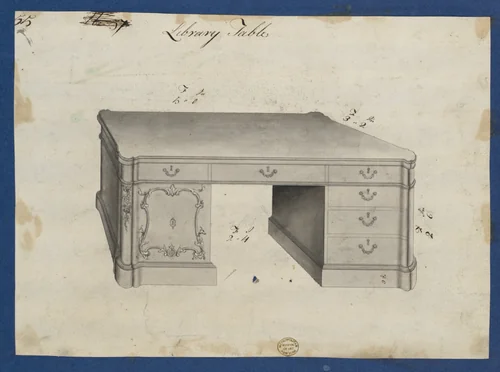 Library Table, from Chippendale Drawings, Vol. II by Thomas Chippendale, drawing, 1753