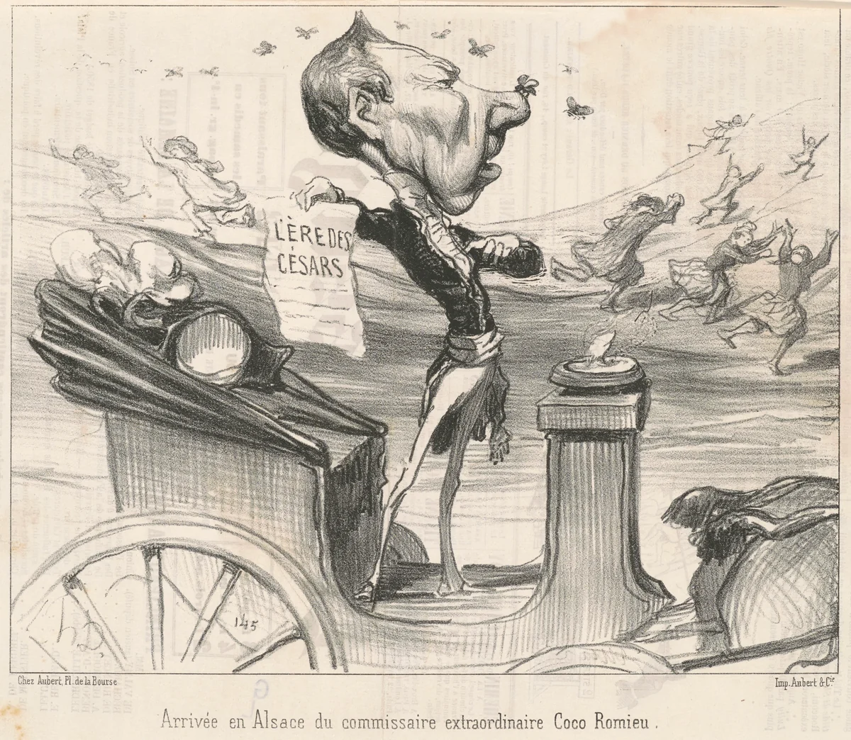 Arrivée en Alsace du commissaire ... by Honoré Daumier, print, 1850