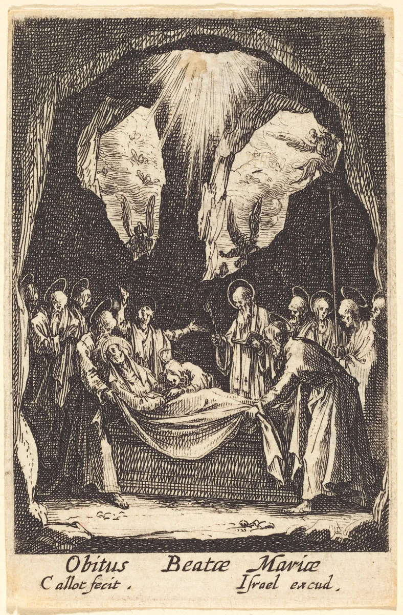The Burial of the Virgin by Jacques Callot, print, 1628-1638