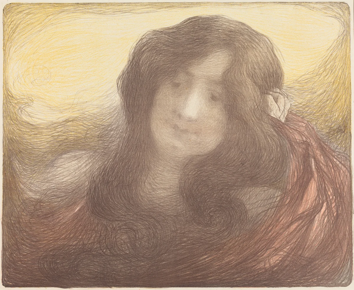 Young Woman with Long Hair by Edmond Aman-Jean, print, 1860-1936