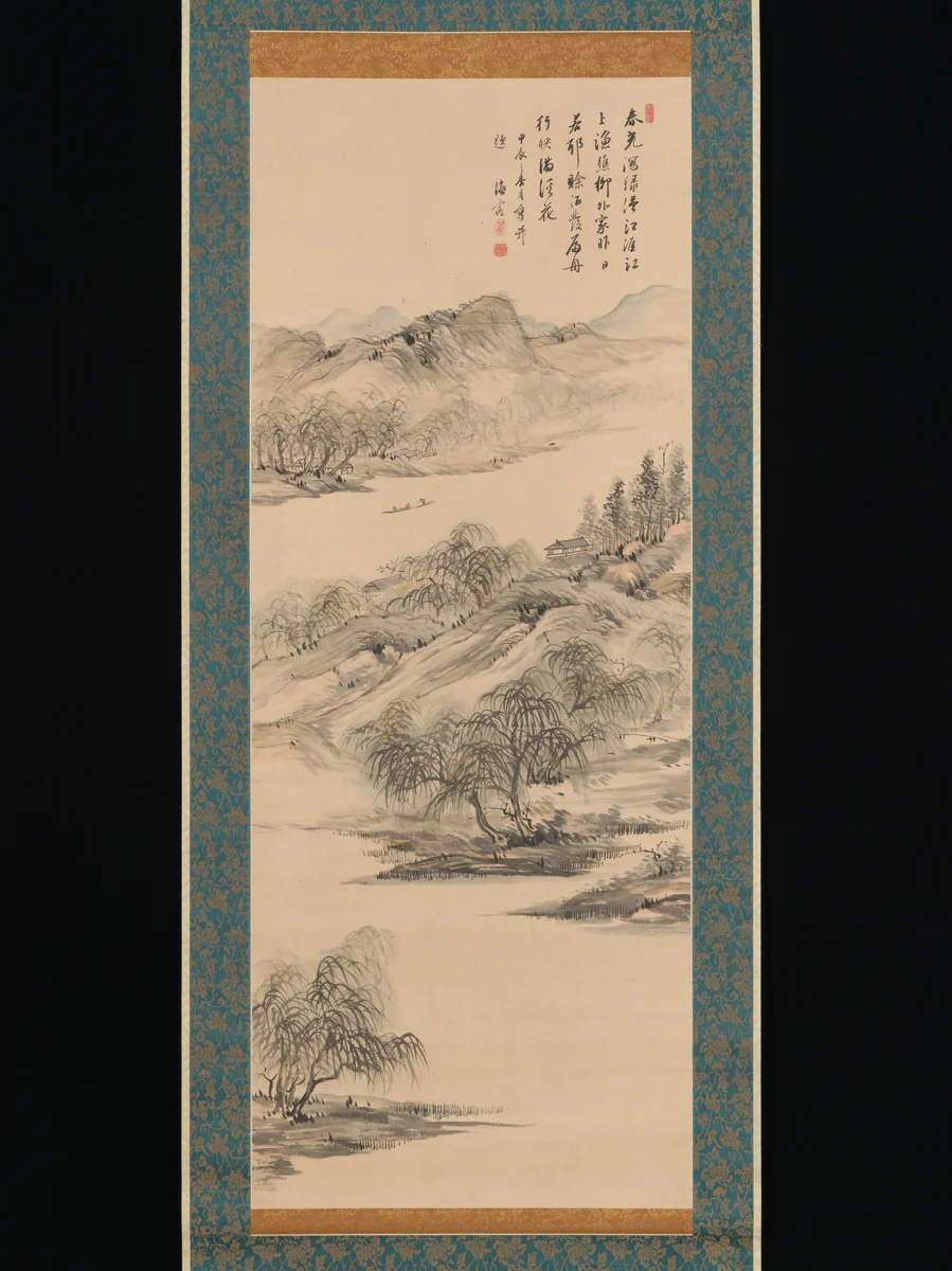 Spring Landscape by Nukina Kaioku (貫名海屋), painting, 1844