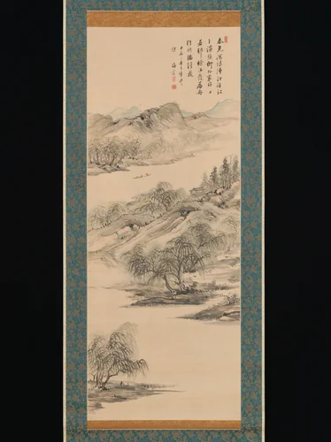 Spring Landscape by Nukina Kaioku (貫名海屋), painting, 1844