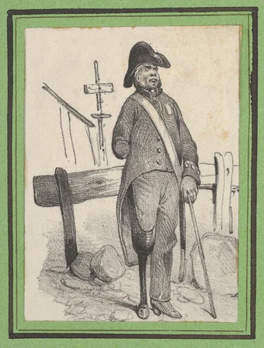 Soldier with a pegleg by Victor Adam, print, 1820-1866