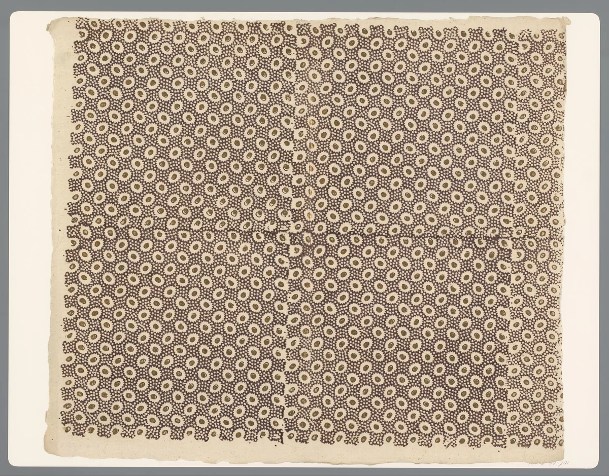 Blad met strooipatroon van stippen op een puntenfond by anonymous, print, 1750-1900