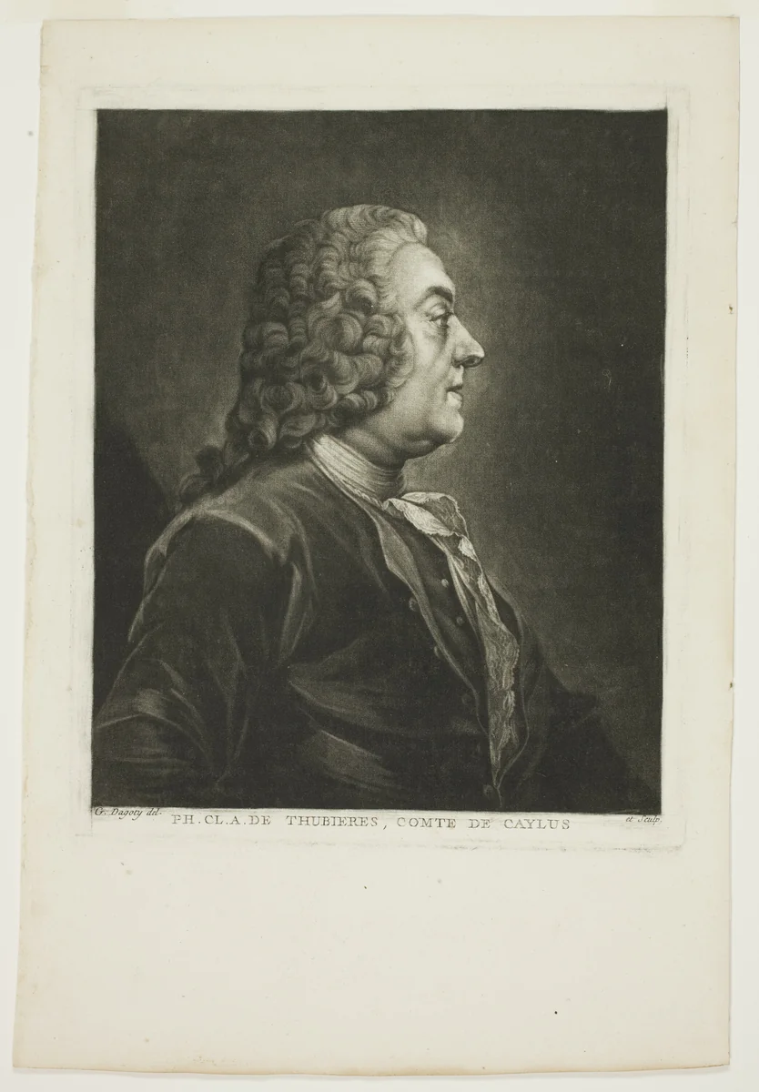 Philippe Claude Tubières, Comte de Caylus by Jean Baptiste André Gautier d'Agoty, print, 1770