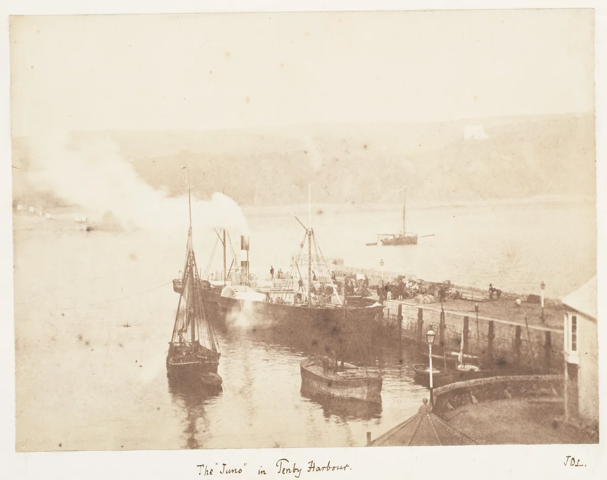 The "Juno" in Tenby Harbour by John Dillwyn Llewelyn, photograph, 1853-1856