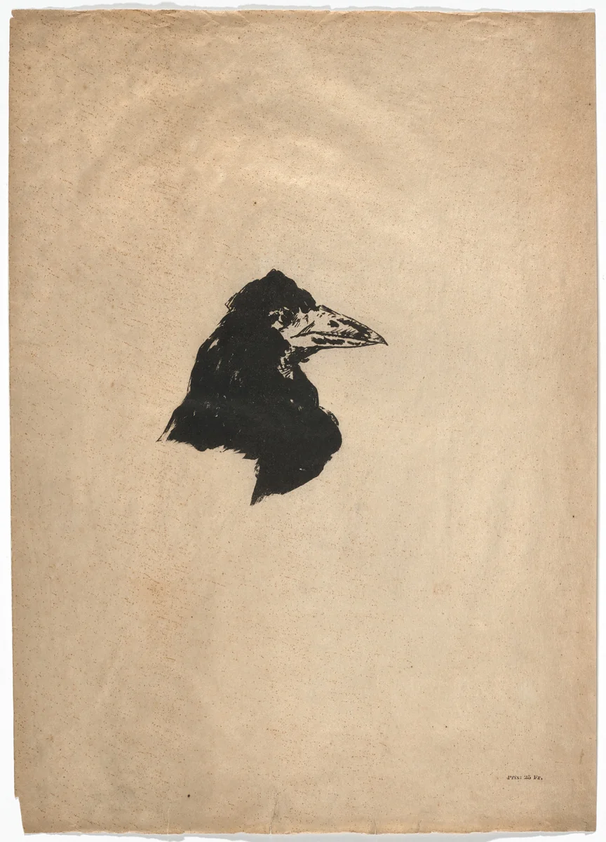 Tête de profil (Head of a Raven in Profile) (frontispiece) from Le Corbeau (The Raven) by Édouard Manet, illustrated book, 1875